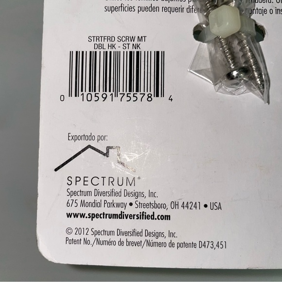 Wall Mount Hook by Spectrum - Stratford Series - set of 2 - Picture 4 of 10